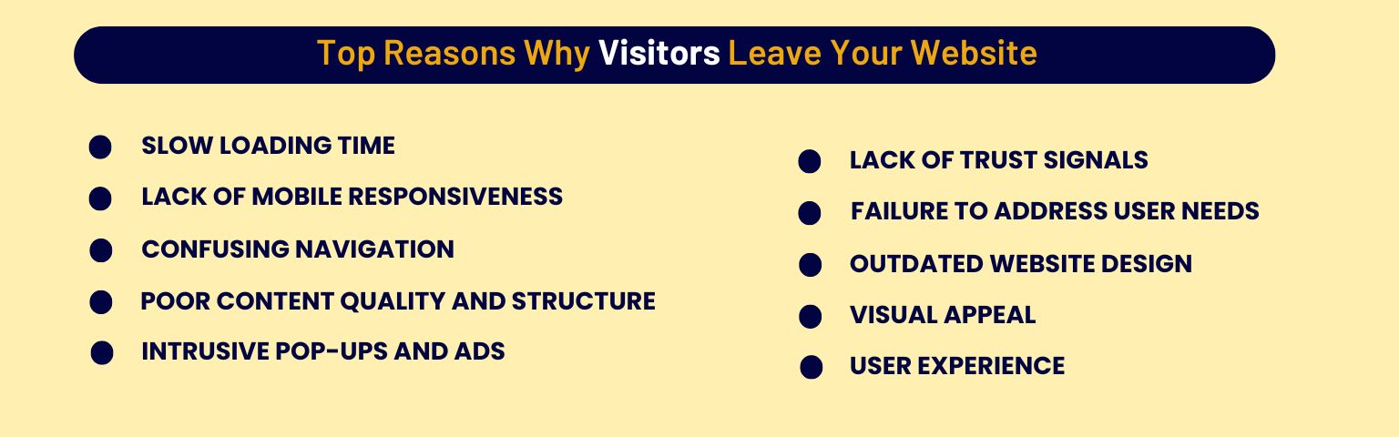 top reason why visitor leaves your website